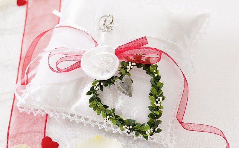 20 cm kreativ und nützlich Nützlich und praktisch N-K Hochzeit Ringkissen Tasche Braut Ring Inhaber Kissen romantisch verziert mit Satinschleife Elegantes Elfenbein weißes Design 20
