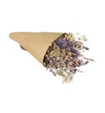 Bouquet fleurs séchées av.manch. papier, lilas