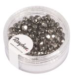 Glass crystal bead, 4mm ø, anthracite