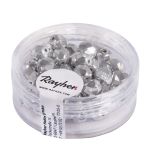 Polished glass beads, 6 mm ø, brilliant silver