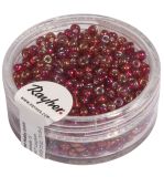 Rocailles w.silver inlet+Rainbow, ø2,6mm, pompadur red