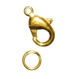 Karabiner-Schließe m. Ring, gold