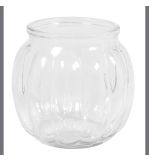 Vase de verre, bombé avec des rainures