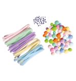 Pompon Chenille Yeux mobiles mix, pastel