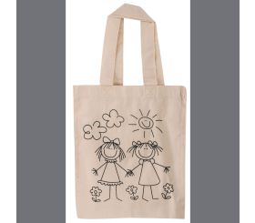 Baumwoll-Tasche, bedruckt, beige