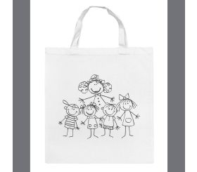 Baumwoll-Tasche, bedruckt, beige