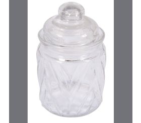Glas Gefäß mit Glasdeckel Chevron, 8cm ø