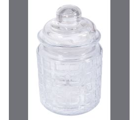 Glas Gefäß mit Glasdeckel Karos, 8cm ø
