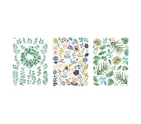 Transfer Rub on Botanical Flowers