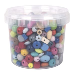 Perles en bois multicolores, 4-16 mm ø