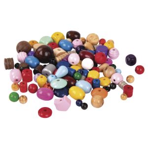 Perles en bois, multicolores