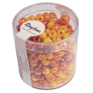 Glas-Großlochradl, opak, rot-gelb Töne