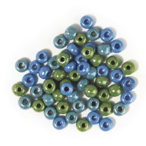 Glass large-hole bead,opaque,gr.-blue