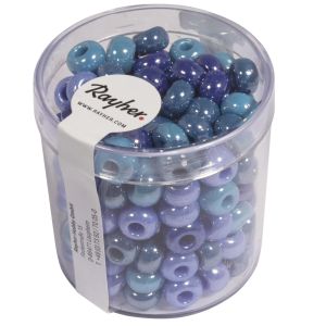 Glas-Großlochradl, opak,blau-türkis Töne