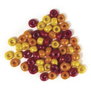 Glass large-hole bead,opaque,red-yell