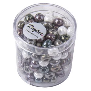 Glass large-hole bead ,opaque,wh.-lila