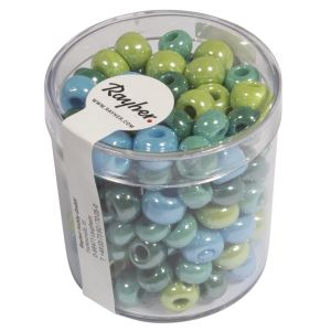 Glas-Großlochradl,opak,grün, blau  Töne