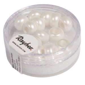 Perle en verre à grand trou, ciré, 9mm ø