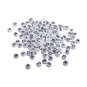 Perles plastiques à lettres, 9mm ø