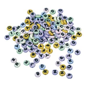 Plastic beads with letters, round