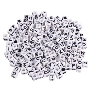 Plastic beads with letters, cubes