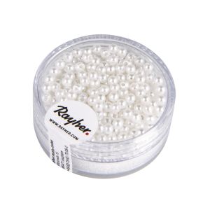 Perles blanches, 3 mm ø