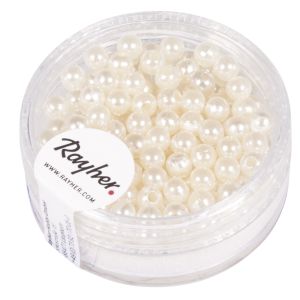 Perles blanches,  4mm ø
