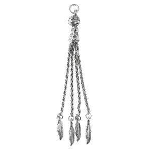 Metal tassel with feathers, 10cm ø