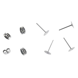 Edelstahl-Ohrstecker m. Platte, 6mm ø
