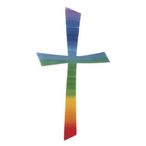 Wachs-Motiv Kreuz Regenbogen