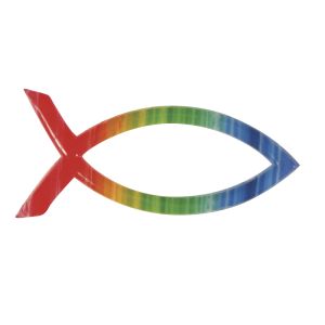 Wachsmotiv christlicher Fisch Regenbogen