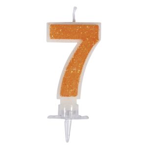 Numeral candle  7  with glitter&holder
