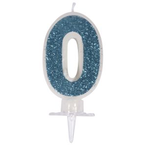 Numeral candle  0  with glitter&holder