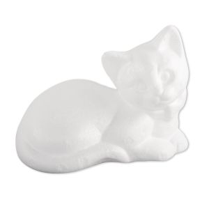 Chat en polystyrène, dormant, 14 cm