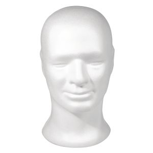 Tête en polystyrène, masculin, 30,5 cm