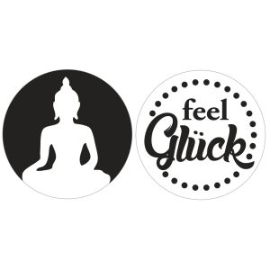 Labels Buddha,  feel Glück , 30mm ø