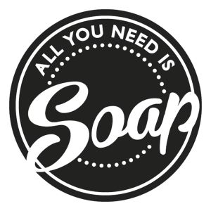 Label  All you need is Soap , 45mm ø