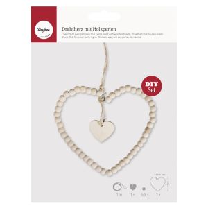 Kit:Coeur de fil avec perles en bois