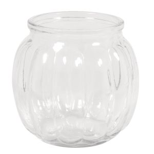 Glas Vase, bauchig mit Rillen