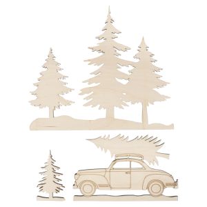 Holzmotive Bäume und Auto, FSC100%