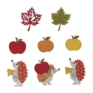 Holz Streuteile Igel, Apfel, Blatt