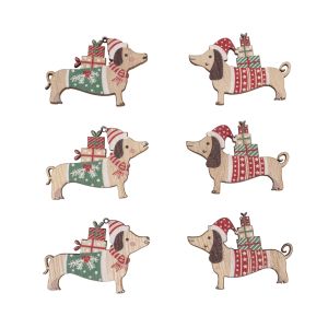 Miniatures en bois Teckel de Noël