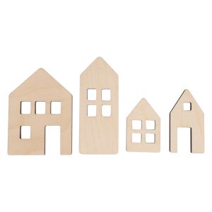 Wood deco Light up houses,FSC Mix Credit