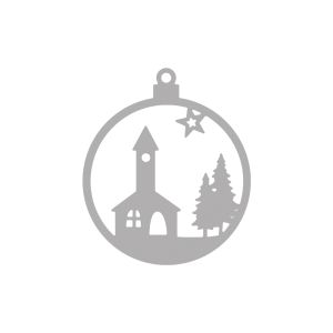 Stanzschablone Weihnachtskugel Kirche