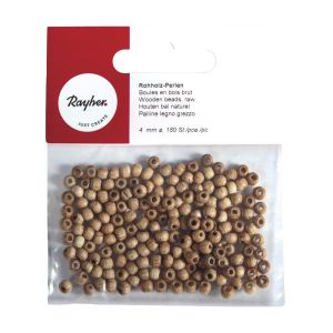 Perles en bois brut, 4mm ø