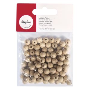 Perles en bois brut 8mm ø