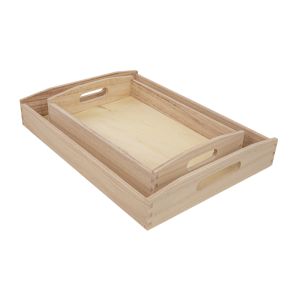 Wooden tray set, 2 sizes