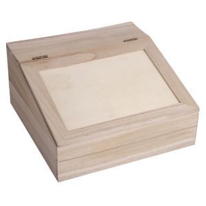 Wooden box w. flap lid,  FSC Mix Credit