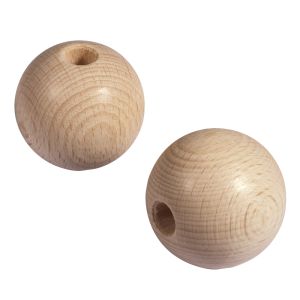 Boules en bois brut, percées, ø 50mm