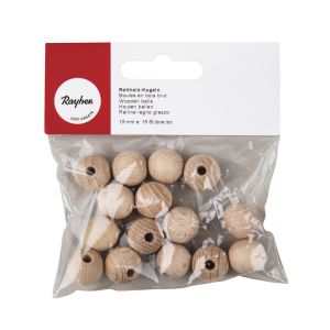 Boules en bois brut demi-percées, ø15mm